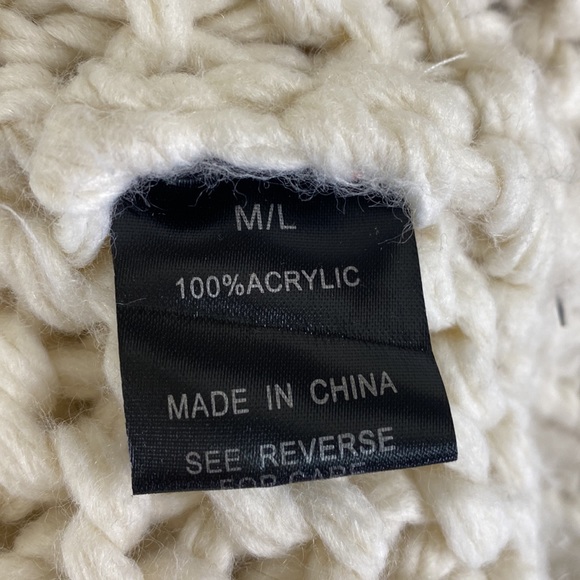 Wishlist Handmade Pom Pom Balloon Sleeve Open Cardigan in Cream - Picture 6 of 10